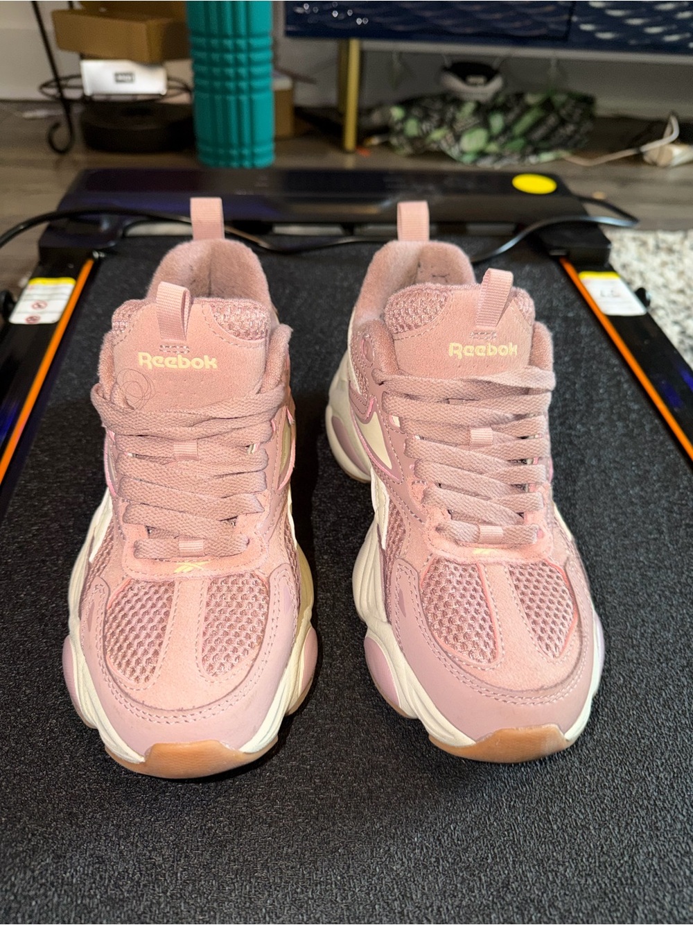 Reebok Pink Mesh & Suede Chunky Sneakers